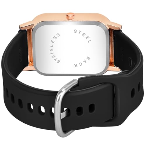 Image of PAPIO Rectangle Dial Analog Women's Fashion Wrist Watches, Silicone Strap, Quartz Movement