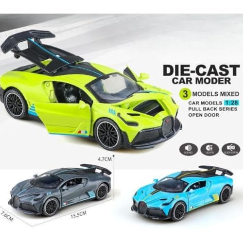 Image of Bugatti Divo 1:32 Exclusive Alloy Metal Pull Back Die-cast Car Diecast Metal Pullback Toy car with Openable Doors & Light, Music Boys Gifts Toys for Kids【Colors as Per Stock】