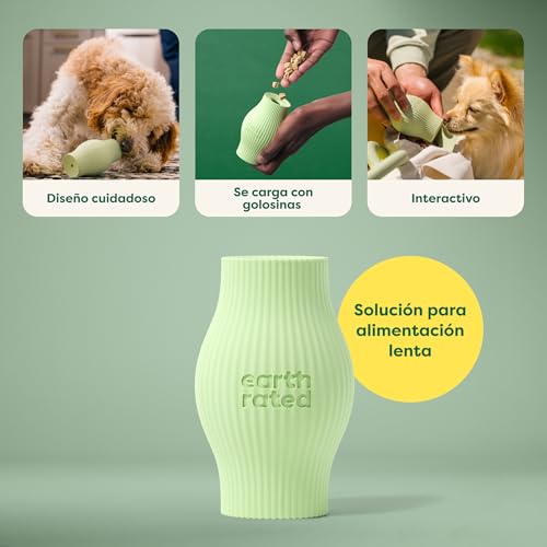 Earth Rated Juguete dispensador de golosinas para Perros, Juguete de enriquecimiento para Perros Adultos y Cachorros, alimentador Lento, Apto para lavavajillas y congelador, Goma Natural, pequeño, - imagen 2