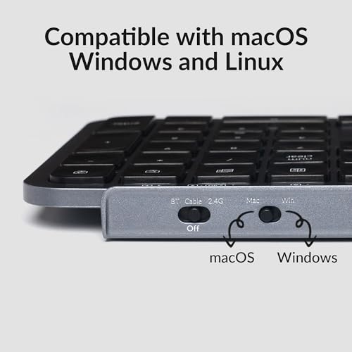 Image of Keychron B6 Pro Ultra-Thin Wireless Keyboard, Full-Size QMK with Numeric Keypad Quiet Typing, 2.4 GHz /Bluetooth 5.2 /Wired Connection Long Battery Life, Compatible with Mac Windows Linux - Space Gray