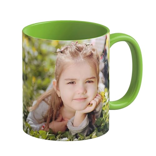 LOOXIS Personalisierte Tasse mit Foto & Text bedruckt, selbst gestalten – 325 ml, Keramik, versch. Farben, Panoramadruck möglich – Geschenkidee Männer, Frauen, Jahrestag, Muttertag – Grün