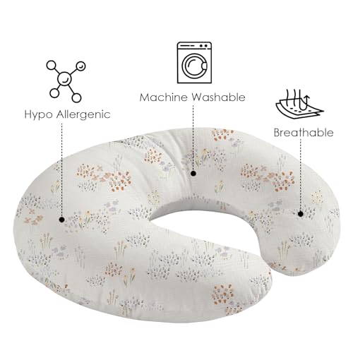 Image of Little Grape Land Muslin Nursing Pillow Covers 2 Pack, 100% Cotton Removable Breastfeeding Pillow Covers, Feeding Pillow Slipcovers for Baby Boys & Girls, (Dew)