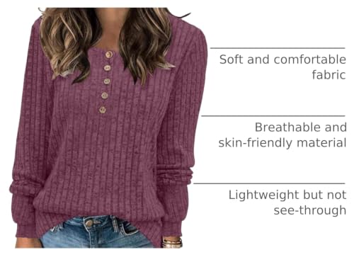 Image of DB MOON Womens Lightweight Sweaters 2026 Long Sleeve Henley Shirt Fall Casual Crewneck Tunic Tops