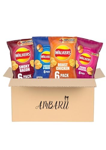 AMBARII Walkers Meaty Variety Pack Potato Crisps, Count, 25g - 6 pack X 4