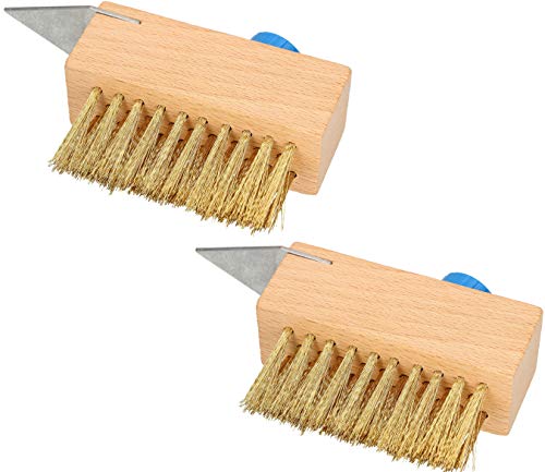 KOTARBAU® 2 Cepillos para Limpiar Juntas, 40 mm, Cerdas de Acero sin Mango, Cepillo Limpiador de Musgo y Malas Hierbas, Cepillo para adoquines, 2 Unidades