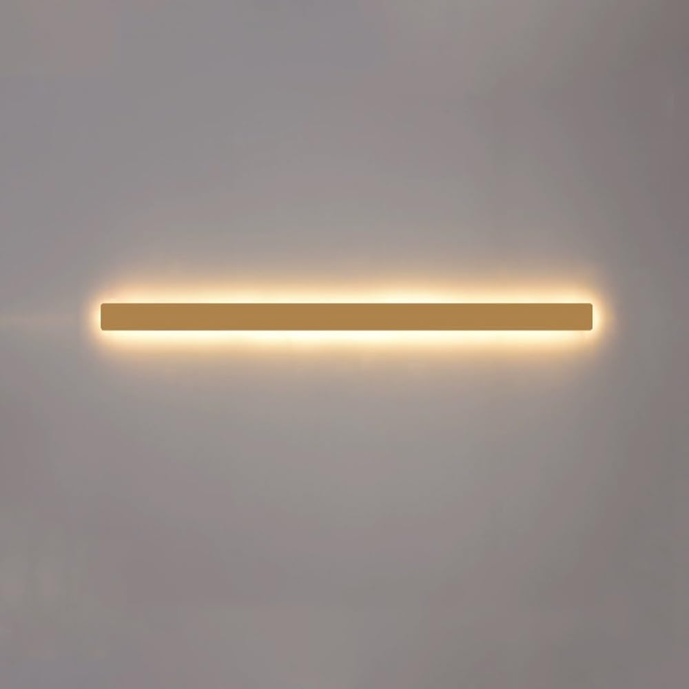 SXECAEPS LED Wall Sconce Gold Light Bar Minimalist Lamp, Linear Strip Sconces Lighting Fixture, Golden Rectangular Mount Lights for Bedroom Living Room Hallway(100cm)