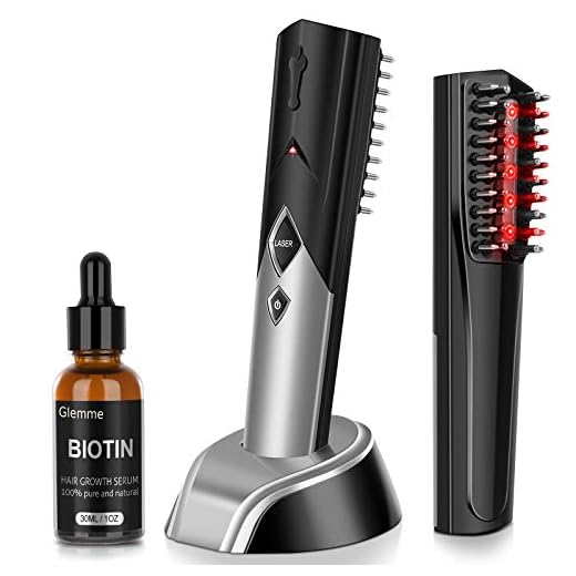 Laser Hair Growth Comb Brush with Biotin Hair Growth Serum for Hair Loss, Hair Regrowth Treatment Products for Men and Women