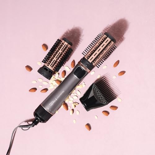 Remington Warmluftbürste rotierend [automatisch] Keratin Protect (inkl.3 Aufsätze: 2 Rundbürsten+Haaransatz-Booster für mehr Volumen) + Haarklammern, Keramikbeschichtung mit Mandelöl, AS8811,Grau