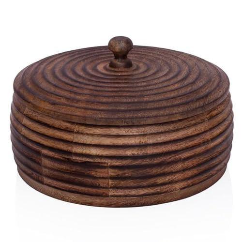 Cesta de madera mexicana hecha a mano para calentar tortilla india Chapati Roti, caja para servir panqueques, cazuela caliente, tapa para el hogar, cocina, decoración de comedor, marrón antiguo, 23 x