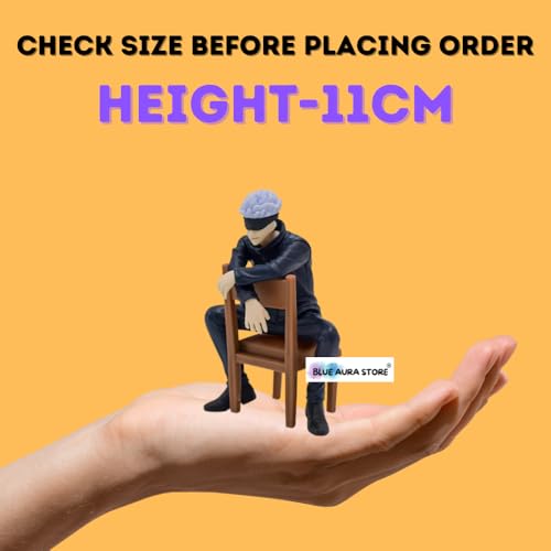 Image of Blue Aura Jujutsu Kaisen Gojo Action Figure Height-11cm Collectible Multicolour PVC | Gojo on Chair