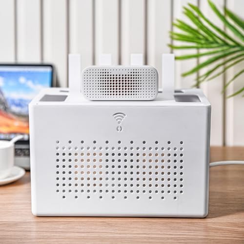 Boîte de rangement de bureau pour routeur décodeur internet et fils blancs - 5