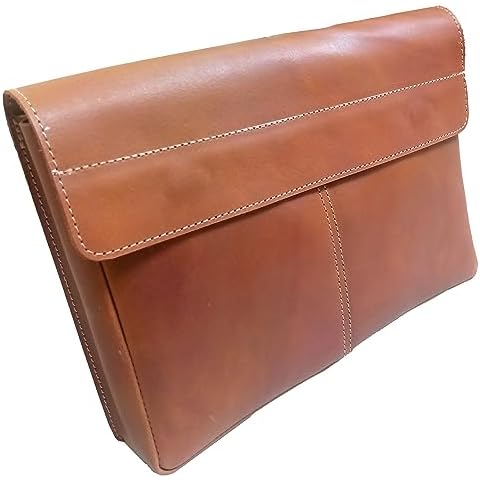 Calyx Leather Folder, Full Grain Leather File Folder Organizer Document Holder, Leather Portfolio for Men – Spacious Leather Folio Laptop Sleeve Case for 13" Laptops, MacBook & Tablets (Crazy Tan) Cover