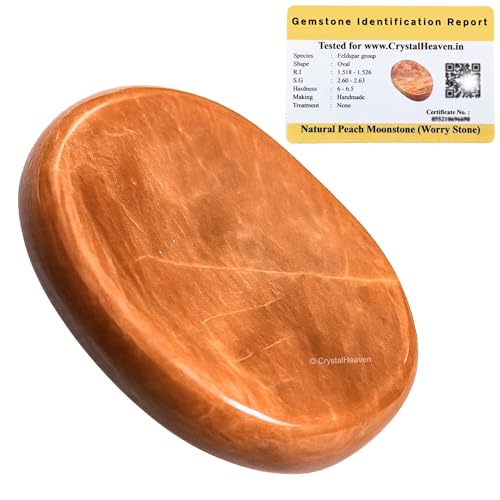 Image of Peach Moonstone Crystal Thumb Worry Pebbles Stones for Anxiety Stress Relief Massage - AAA Grade Original Healing Gemstone Agate Rubbing Stone for Yoga Meditation Spiritual Reiki Feng Shui