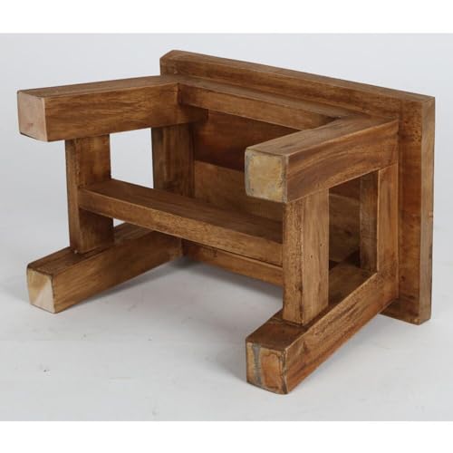Miniatura 5 de Buri Taburete Auxiliar 30 X 20 X 20 Cm , Color Marrón Rústico, Taburete De Madera, Mini Banco De Madera, Taburete Auxiliar, Mesa Auxiliar, Taburete Para Flores, Soporta Hasta 150 Kg