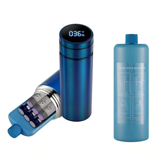 Bogush Large 60H Insulin Pens Cooler for 6-8 Pens Travel Case Temp Display Medication Cooler for Travel TSA Approved Medicine Cooler Medical Diabetic Travel Cooler Bag Epipen Carry Case Blue