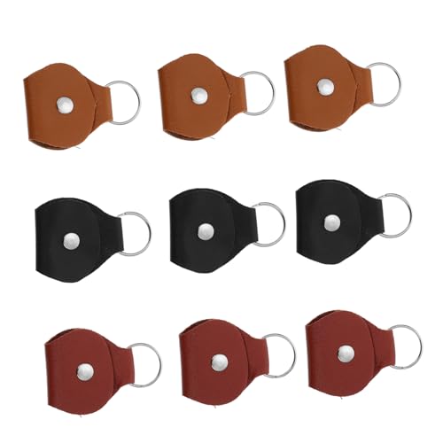 Yardwe 4sets 9pcs Portable Pu Guitar Picks Holder with Keychain Durable Picks Pouch for Safe Storage Present for Guitar Lovers and 9pcs*4