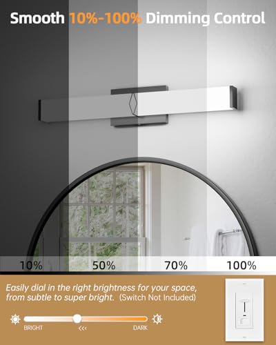 Image of Modern Bathroom Light Fixtures,24inch Dimmable Bathroom Vanity Lights Over Mirror, 25W 2700LM LED Vanity Lights,5700K Matte Black Vanity Lighting Fixtures,ETL Certified Cool White
