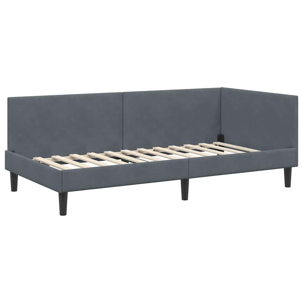 IKAYAA Divano Letto 2 Posti con Funzione Letto Cornice del Letto ad Angolo Letto Singolo per Soggiorno e Camera-Grigio scuro-90 x 190 cm