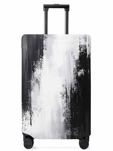 Abstract Travel Luggage Cover, Black White Color Block Anti-scratch Elastic Luggage Covers For Suitcase Protector, Washable Baggage Covers