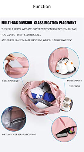 Gym Bag with Shoe Compartment and Wet Pocket Nylon Waterproof Duffel Bags for Traveling Shoe Bag Sports Bag Dance Bag for Girls Travel Bags for Women Mens Overnight Bag Gym Equipment4