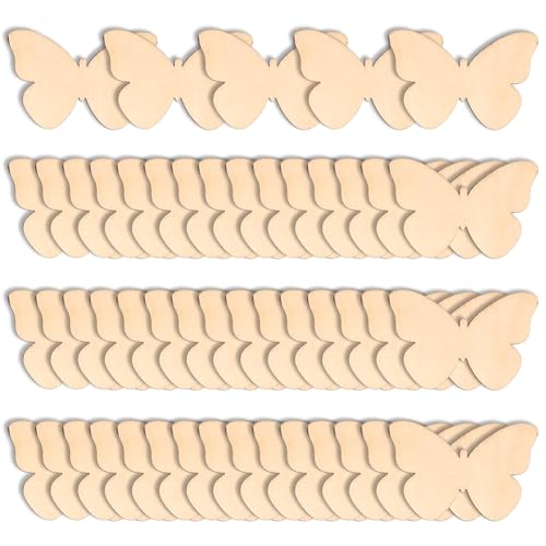 LGWJHCY 50 Discos de Mariposa de Madera de Álamo de 60 mm, Decoración de Mariposas de Madera para Pintar, Manualidades de Boda y Hogar
