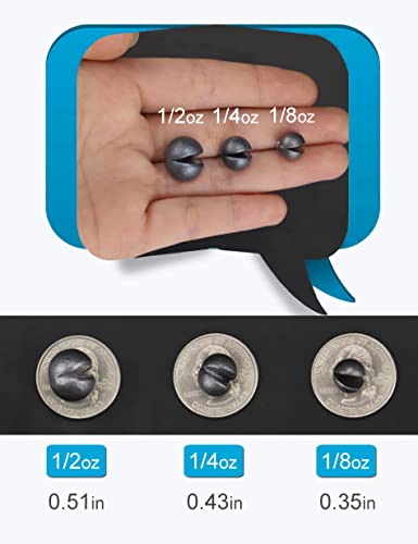 Beoccudo Split Shot Sinkers Fishing Weights, Large Size 15G/7G/4G Removable Round Fishing Line Weights Saltwater Freshwater #TOP1