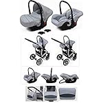 Lux4Kids Kinderwagen 3 in 1 Kombi Komplettset mit Autositz Isofix 2in1 Babywanne Babyschale Buggy Buggy Baby Larmax Mint 4in1 Autositz +Isofix