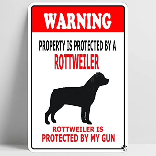 Warning Beware of Rottweiler Funny Metal Sign Decoration TIN SIGN 12” X 8”