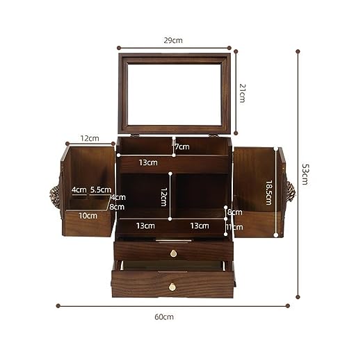 CEMONT Organisateur de bijoux Boîte à bijoux en bois multicouche Boîte à bijoux en bois Bracelet rétro Boîte à bijoux Organisateur de maquillage Rangement Bijoux – vue 3