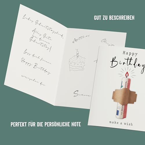 myDreamwork® Geldgeschenk Geburtstag – Geburtstagskarte Geldgeschenk mit Kerze – kreative Geldgeschenk Karte für Geldschein oder Gutschein – originelle Happy Birthday Karte für Frauen & Männer