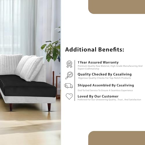 Image of Gratly RHS 4 Seater L Shape Sofa Set for Living Room (Black Grey Colour) Premium Fabric Sofa