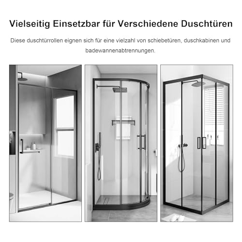 Dreamark 4 Sätze Duschtürrollen 25mm, Laufrollen für Duschkabine Schiebetüren für Glas 4-6 mm, Rollen für Schiebetür Badezimmer, Anti-Rost, Ruhige Duschkabinenrollen (2 Obere und 2 Unterwalzen)