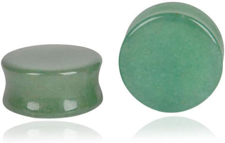 HQLA Green Jade Natural Stone Double Flared Flesh Plugs Tunnels Ear Gauges Stretcher Expander Kit 1 Pair