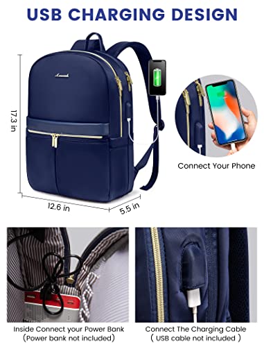 Lovevook Laptop Backpack Women Fits 15.6 Inch Computer, College Teacher Nurse Backpack Bag With Usb Charger, Travel Notebook Backpack, For Business Work Commute, Blue #TOP4