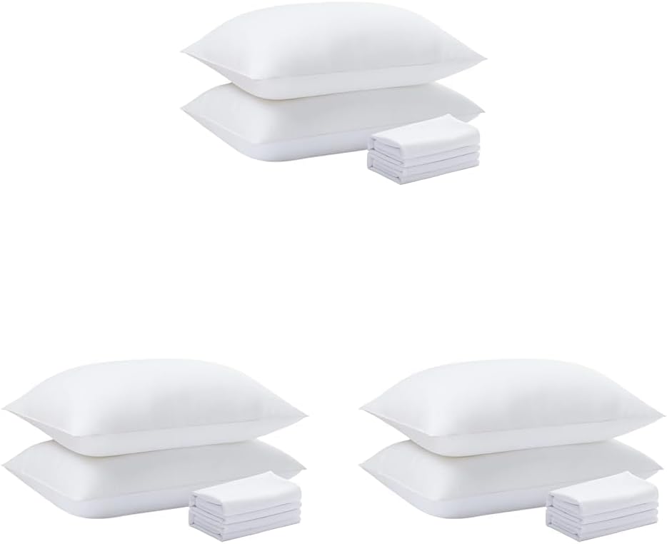 Acanva Cooling Bed Pillows for Sleeping, Premium Microfiber Filling Soft Supportive for Side Back and Stomach Sleepers,with Removable Cover Skin-Friendly, King(4 Count), White