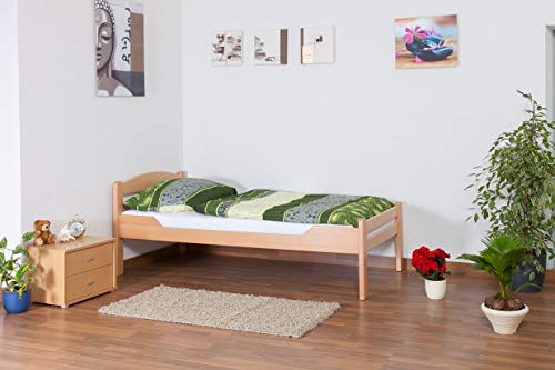 Einzelbett Easy Premium Line K1/2n, Buche Vollholz massiv Natur - Maße: 90 x 190 cm