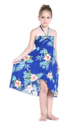Girl Hawaiian Halter Dress in Hibiscus Red4