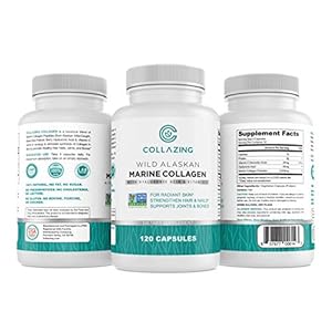 Alaskan Wild-Caught Marine Collagen Peptides with Hyaluronic Acid & Vitamin C – Supports Skin, Hair, Nails, Joints & Bones – Type 1 & 3 Collagen for Women & Men – 120 Powder Capsules