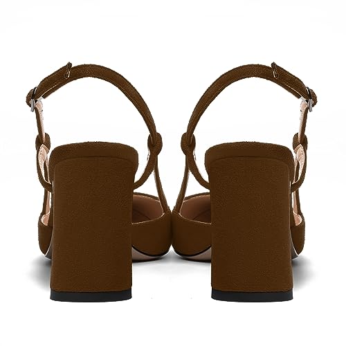 MODENCOCO Womens Slingback Evening Sexy Pointed Toe Suede Fashion Buckle Block High Heel Pumps Shoes 3.3 Inch4