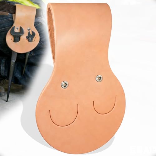 Krenlory 5459T Heavy Duty Spud Wrench Pouch Holder Tunnel Connection with Reinforced Rivets - Fits up to 3.5 Wide Tool Belts Premium Leather Built for Daily Jobsite Use