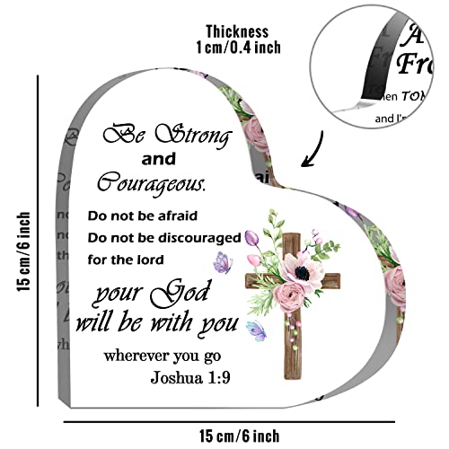 Religious Gifts For Women, Christianity Acrylic Heart Gift,Keepsake Sign Decor, Inspirational Christian Gifts, Bible Verses Decor, Be Strong And Courageous, Do Not Be Afraid #TOP1