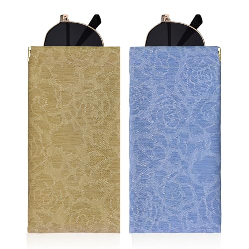 Image of Double Eyeglass Case Soft Dual Glasses Case for Women Men Travel Squeeze Top Sunglasses Cases Eyeglasses Pouch
