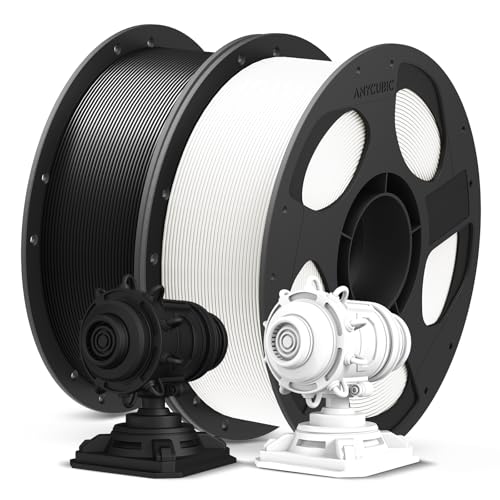 Image of ANYCUBIC PLA Plus (PLA+), 3D Printer Filament 1.75mm Bundle, High Toughness, Dimensional Accuracy + /- 0.02mm, Print with Most FDM 3D Printers, 1KG Reusable Spool, 2kg, Black + White