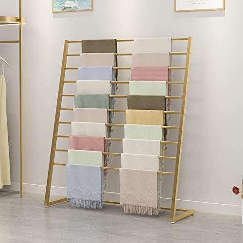 Présentoir à écharpes sur pied en métal noir pour magasin de textile