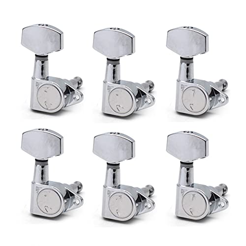 ギター弦チューニングペグ ギターシールビッグスクエアペグチューニングペグチューナーマシンヘッズアコースティックエレキギターギター部品のためのストレートレッグ (Color : Chrome 6R)