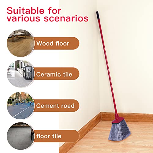 Nisorpa 8 Pack Indoor Commercial Angle Broom Lobby Broom With Metal Handle Heavy Duty Broom Outdoor Broom Stiff Bristles Broom Push Broom For Easy Sweeping For Home Kitchen Room Office Lobby Floor #TOP3