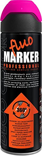 Deco Color Pink, Pink Line Marker Spray Paint 500Ml Surveying Warehouse Road Works Forestry Fluo Marking (Pink)