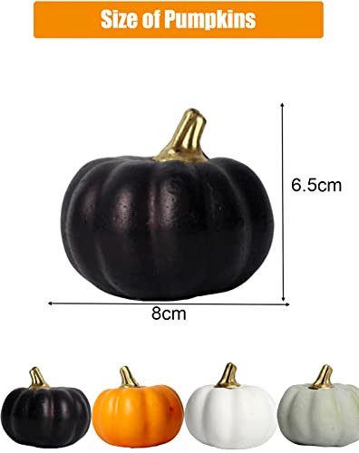 12Pcs Black Artificial Pumpkins Bulk Autumn Decoration Set,Thanksgiving Pumpkin Decorations,Decorative Pumpkin Faux Harvest Fake Mini Foam Pumpkins for Crafts,Fall,Wedding,Home Halloween Party Decor - Image 4