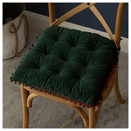 Tjock holländsk fleece kvadratisk sittkudde, med snören glidande vintage soft chair sits kuddar, quiltad sittkudde för matsal stolar, för inomhus soffa 40x40cm,Dark green,40 * 40cm