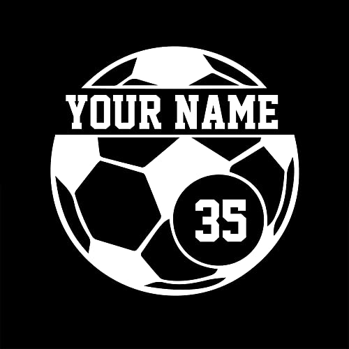 Soccer Ball Wall Sticker Personalized Custom Player Choose Your Name & Number Decor Vinyl Sports Man Cave Mural Player Playroom Kids Bedroom (Designs 5) #TOP3